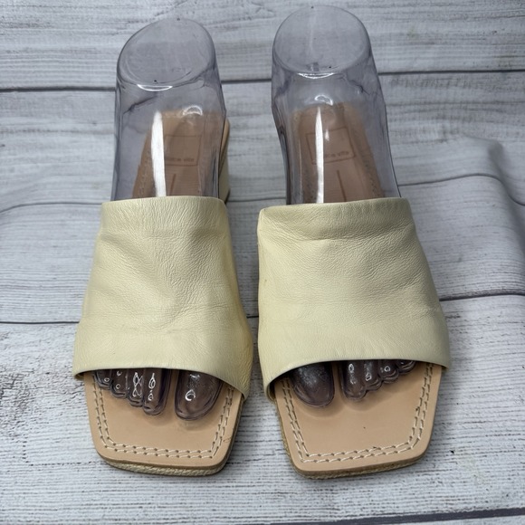 Dolce Vita Kaira Cream Leather Open‎ Toe Mules Sandals Size 7 - Picture 3 of 7